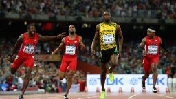 BEIJING, CHINA - AUGUST 23:  Usain Bolt of Jamaica wins gold in the Men's 100 metres final during day two of the 15th IAAF World Athletics Championships Beijing 2015 at Beijing National Stadium on August 23, 2015 in Beijing, China.  (Photo by Cameron Spencer/Getty Images)
