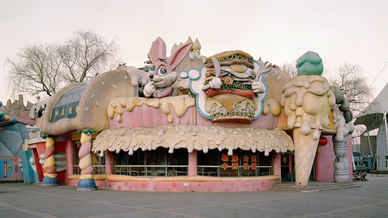 This park, which opened in the mid-80s, came under fire in 2007, for apparent copyright violations in relation to its Disney-like features. This photo shows one of the places you can grab a bite to eat at the park (if you dare). The mismatch of design -- dripping cheese, ice cream, and a dopey rabbit dreaming up a goldfish hamburger aren't exactly appetite inducing. 