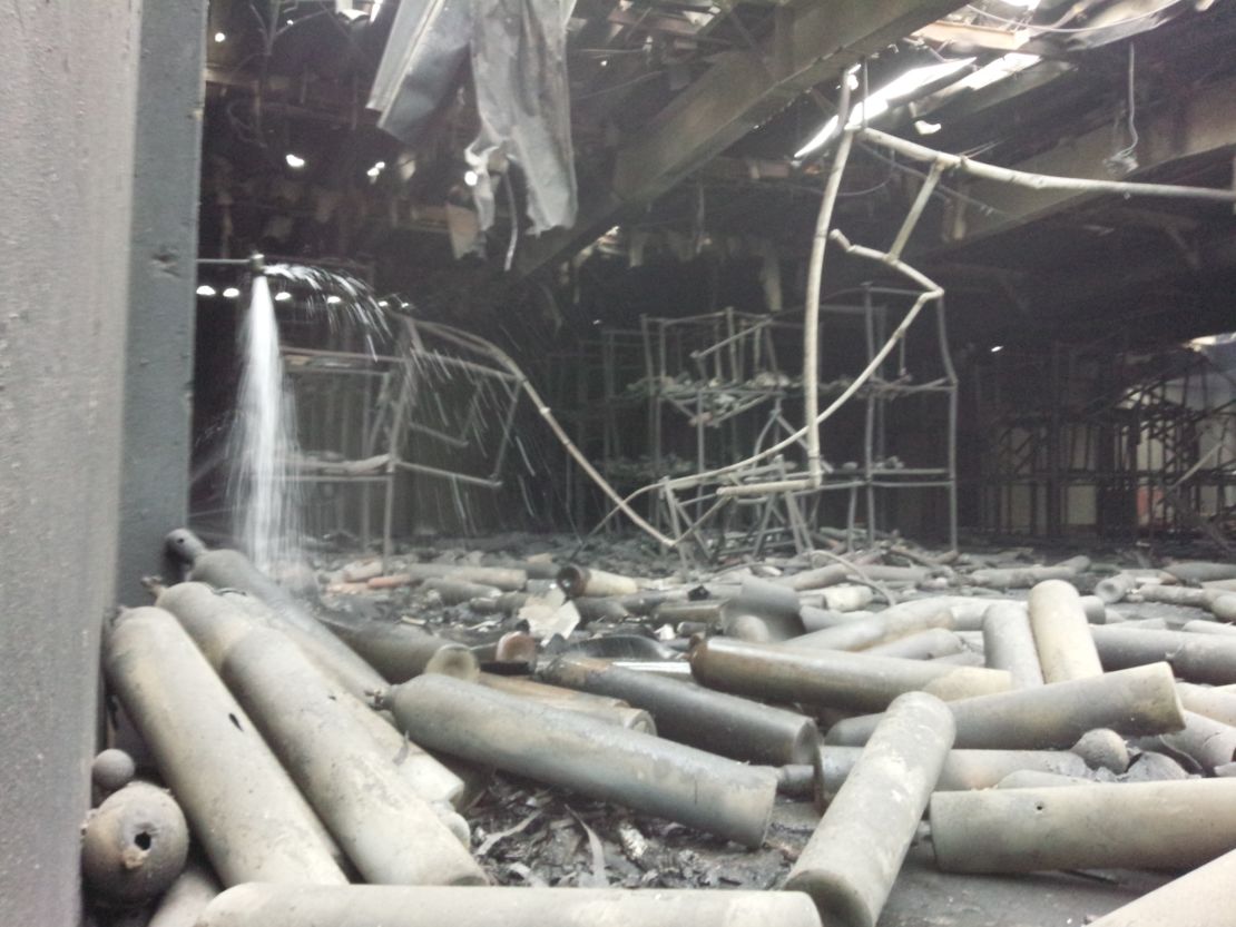 Image supplied by the U.S. military shows the damage to the storage facility.