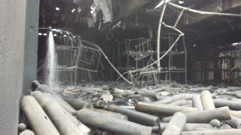 Image supplied by the U.S. military shows the damage to the storage facility.