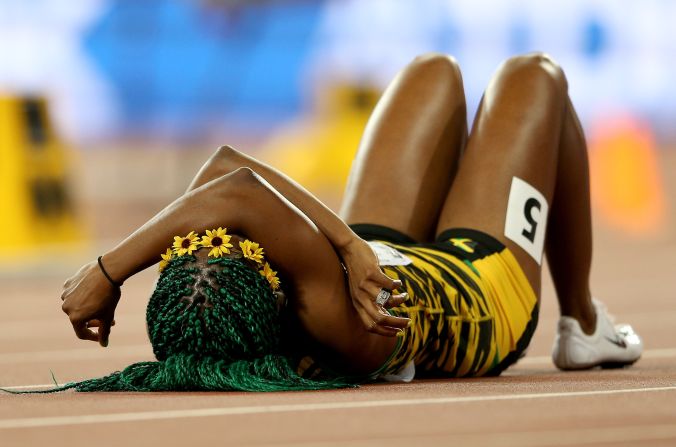 It was Fraser-Pryce's third world title, after triumphs over the distance in 2009 and 2013.