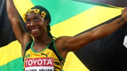 BEIJING, CHINA - AUGUST 24:  Shelly-Ann Fraser-Pryce of Jamaica celebrates after winning gold in the Women's 100 metres final during day three of the 15th IAAF World Athletics Championships Beijing 2015 at Beijing National Stadium on August 24, 2015 in Beijing, China.  (Photo by Cameron Spencer/Getty Images)