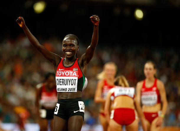 Kenya's Vivian Cheruiyot won her second 10,000 meters title, adding to her 2011 success as she beat Ethiopia's Gelete Burka. 