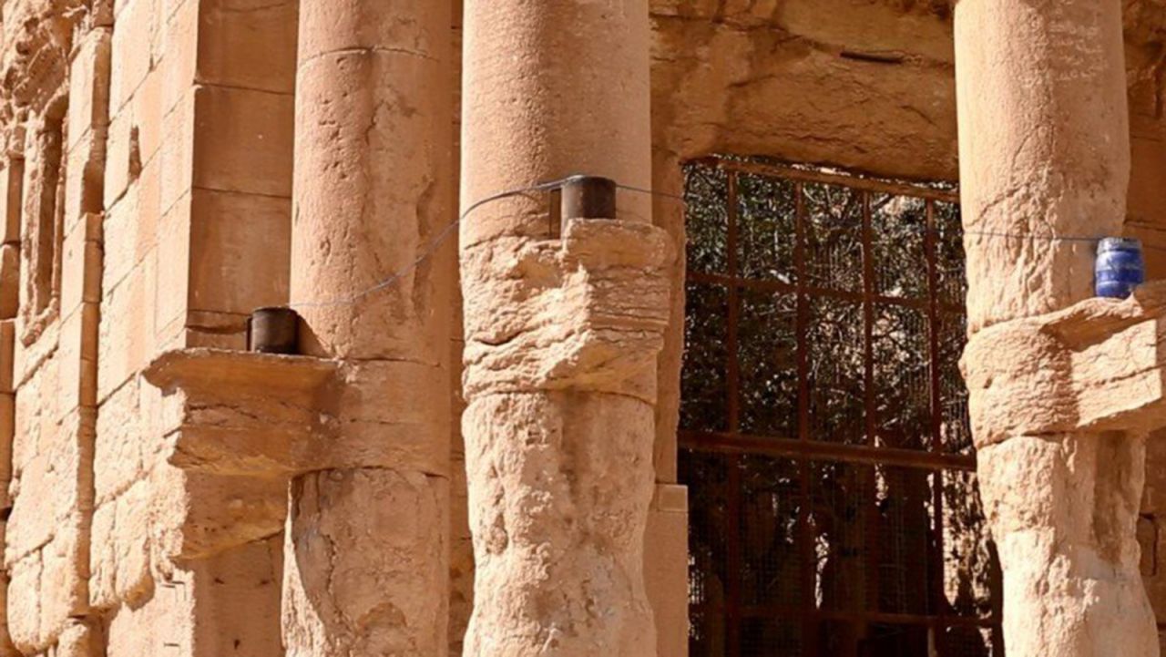 ISIS members say they rigged the temple with large quantities of explosives and detonated them.