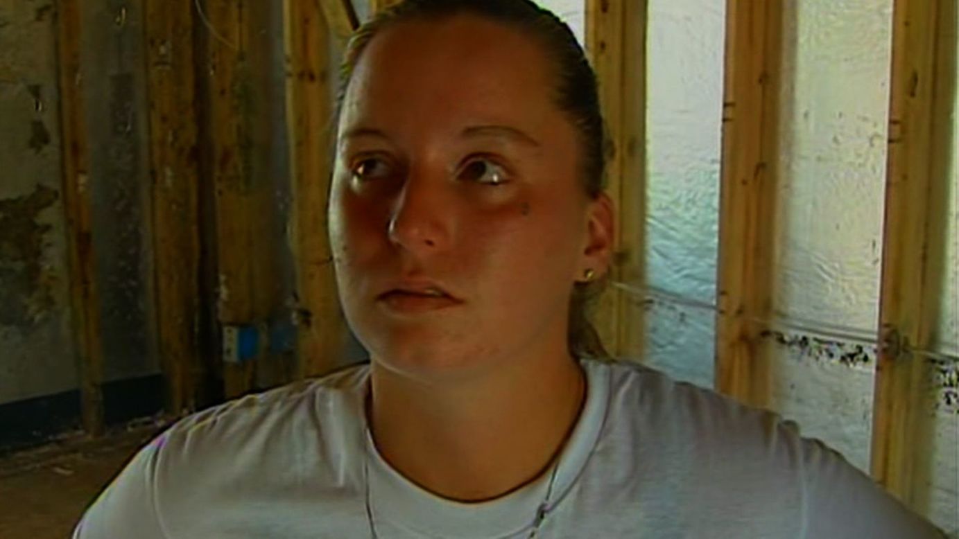 Laura Bane in 2005 speaks to Cooper in Waveland, Mississippi, after she lost her parents and her two brothers to the storm.
