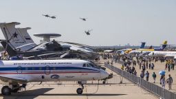 A view of an expo of MAKS air and space show on Tuesday, August 25 in Moscow.