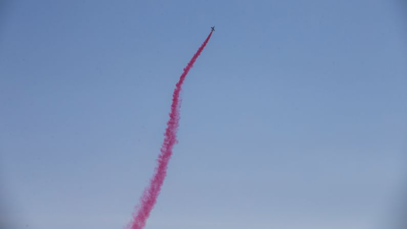 A Yakovlev Yak-130 Mitten performs at the air show.