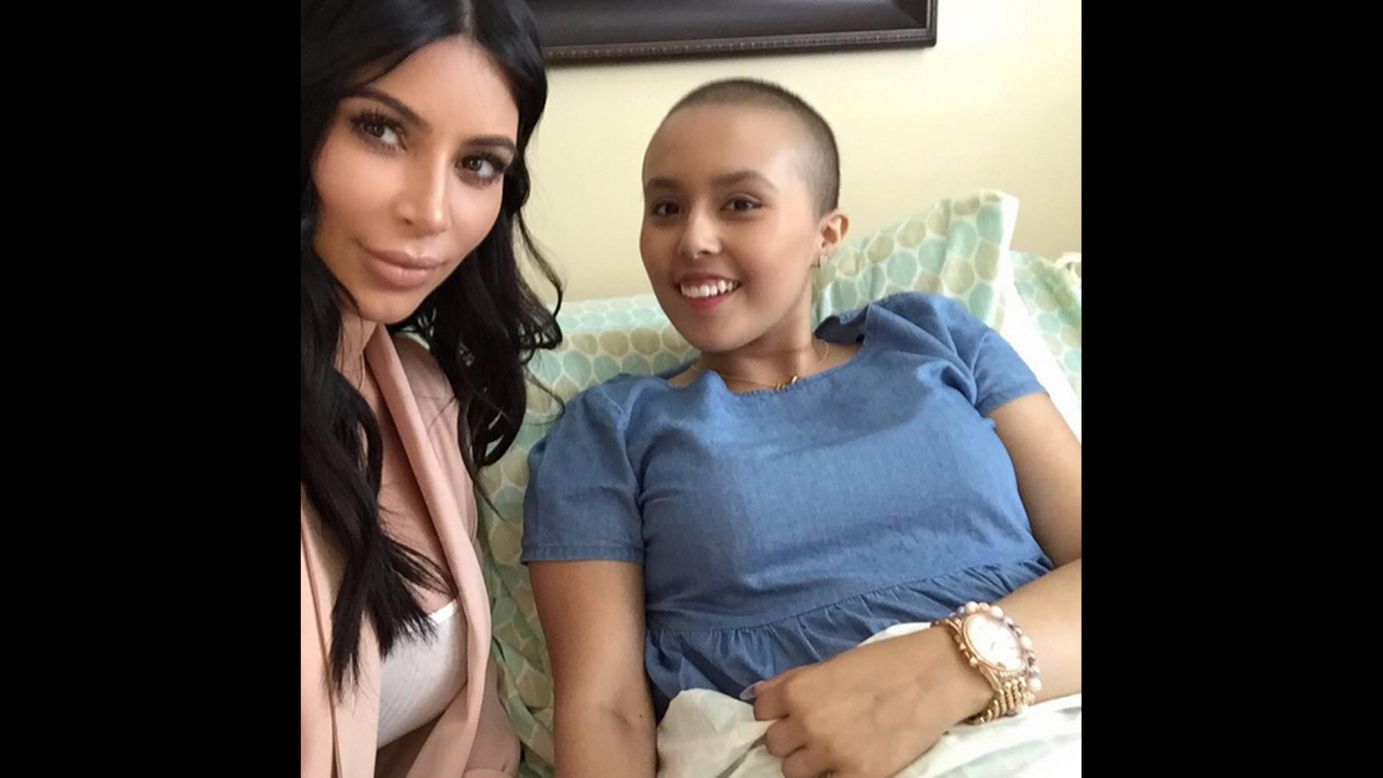 TV personality Kim Kardashian posted <a href="https://instagram.com/p/6tEdbzuS2e/" target="_blank" target="_blank">this selfie to Instagram</a> on Saturday, August 22. "Mason & I spent the day with this beautiful soul, Anissa! Thank you Make-A-Wish for this special day!" she wrote. 