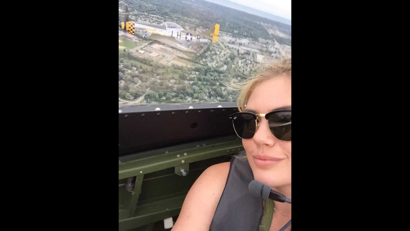 "Feeling pretty lucky to be able to experience a P-51 Mustang flying over wrigley field! #chicago #wrigleyfield #bucketlist #selfie," model and actress Kate Upton said on Wednesday, August 19,<a href="https://instagram.com/p/6lfhAdq8xy/" target="_blank" target="_blank"> on Instagram</a>. <br />