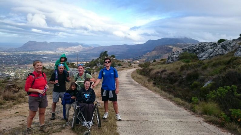 Chaeli Mycroft and some members of the "Chaeli Kili Climbers" team during training in late May. The 20-year-old will attempt to climb Kilimanjaro's summit in a custom-built, lightweight and ultra-manoeuvrable chair.