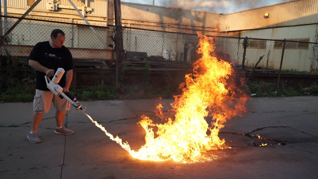 Chris Byars raised nearly four times his goal to make flamethrowers on a crowdfunding site.
