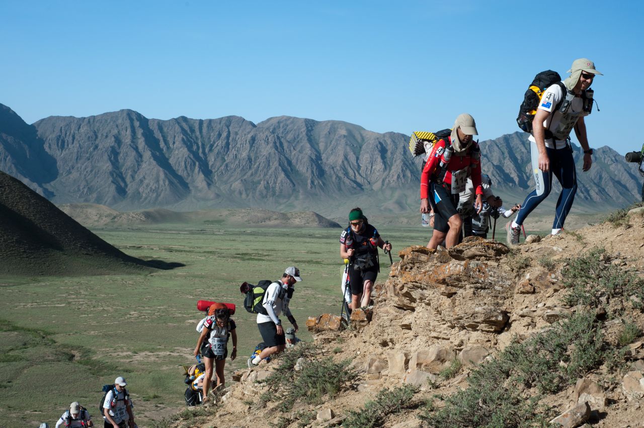 Runners also take on the <a href="http://www.4deserts.com/gobimarch/" target="_blank" target="_blank">Gobi March</a> in China, as part of the challenge. Though it could just as easily be described as a climbing expedition, with the stunning Tian Shan Mountains as a backdrop.