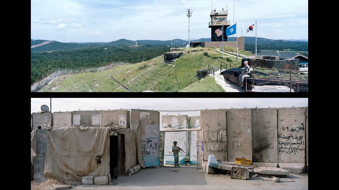 Top: Demilitarized Zone, Panmunjom; Korea, 2009. Bottom: Baghdad, Baida Quater; Iraq, 2012.