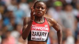 Joyce Zakary of Kenya competed in the Women's 400 meters heats during day three of the  World Athletics Championships.
