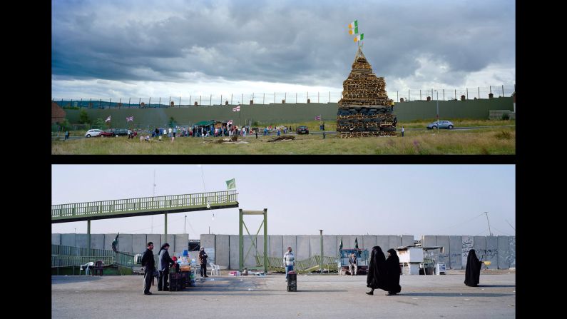 Top: Belfast, Alliance Avenue; Northern Ireland, 2010. Bottom: Baghdad, Omar Khattab Street; Iraq, 2012.