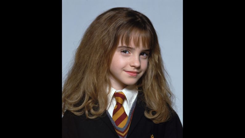 A young Watson as frizzy-haired Hermione in "Harry Potter."