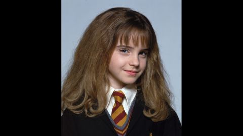 A young Watson as frizzy-haired Hermione in "Harry Potter."