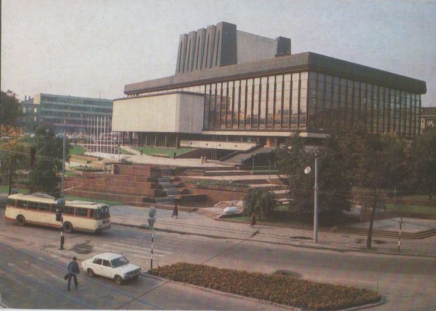 Many post cards seem to have not been intended for tourist purposes at all, instead depicting "housing estates, TV towers, modern public buildings."