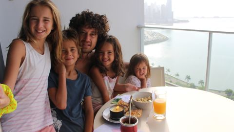 Another birthday! This time, the family surprised Catire with a special breakfast on the 24th floor of the apartment building where they stayed in Panama City, Panama.