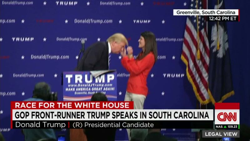 Woman inspects Donald Trump s hair on stage CNN Politics