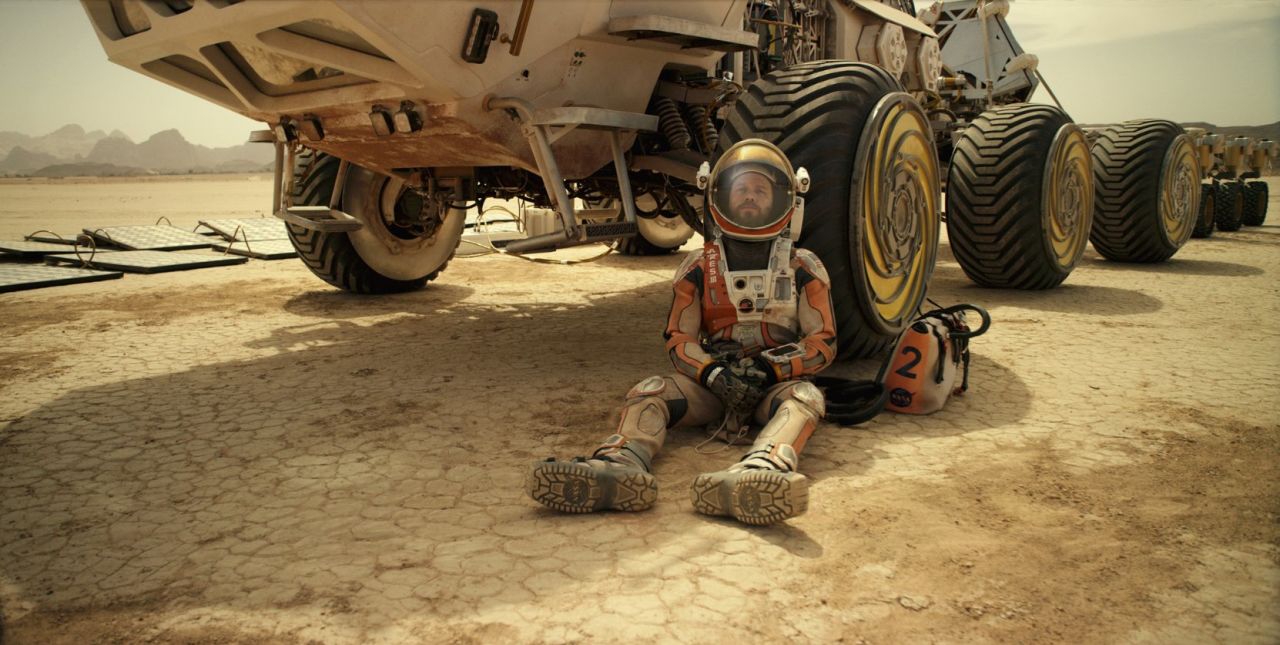 <strong>"The Martian" </strong>stars Matt Damon as an astronaut marooned on Mars after his shipmates leave him behind. He has to survive for months while awaiting a rescue attempt. The film's cast also includes Jessica Chastain, Kristen Wiig and Jeff Daniels. 