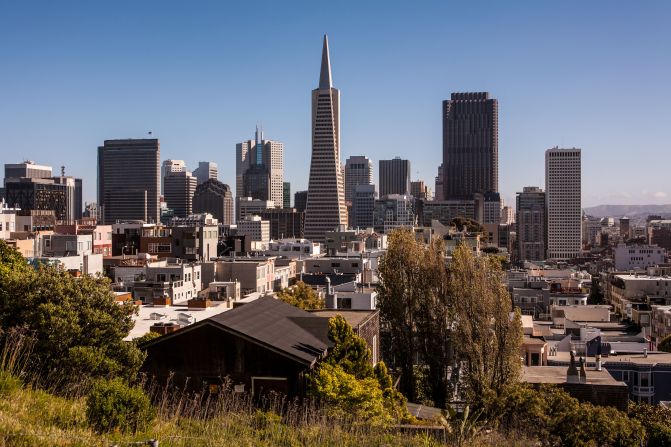 The Transamerica Pyramid now defines the low-slung skyline in San Francisco. The building measures 853 feet (260 meters) and was designed to withstand tremors. In 1989, the building swayed but was undamaged during the 7.1-magnitude Loma Prieta earthquake.
