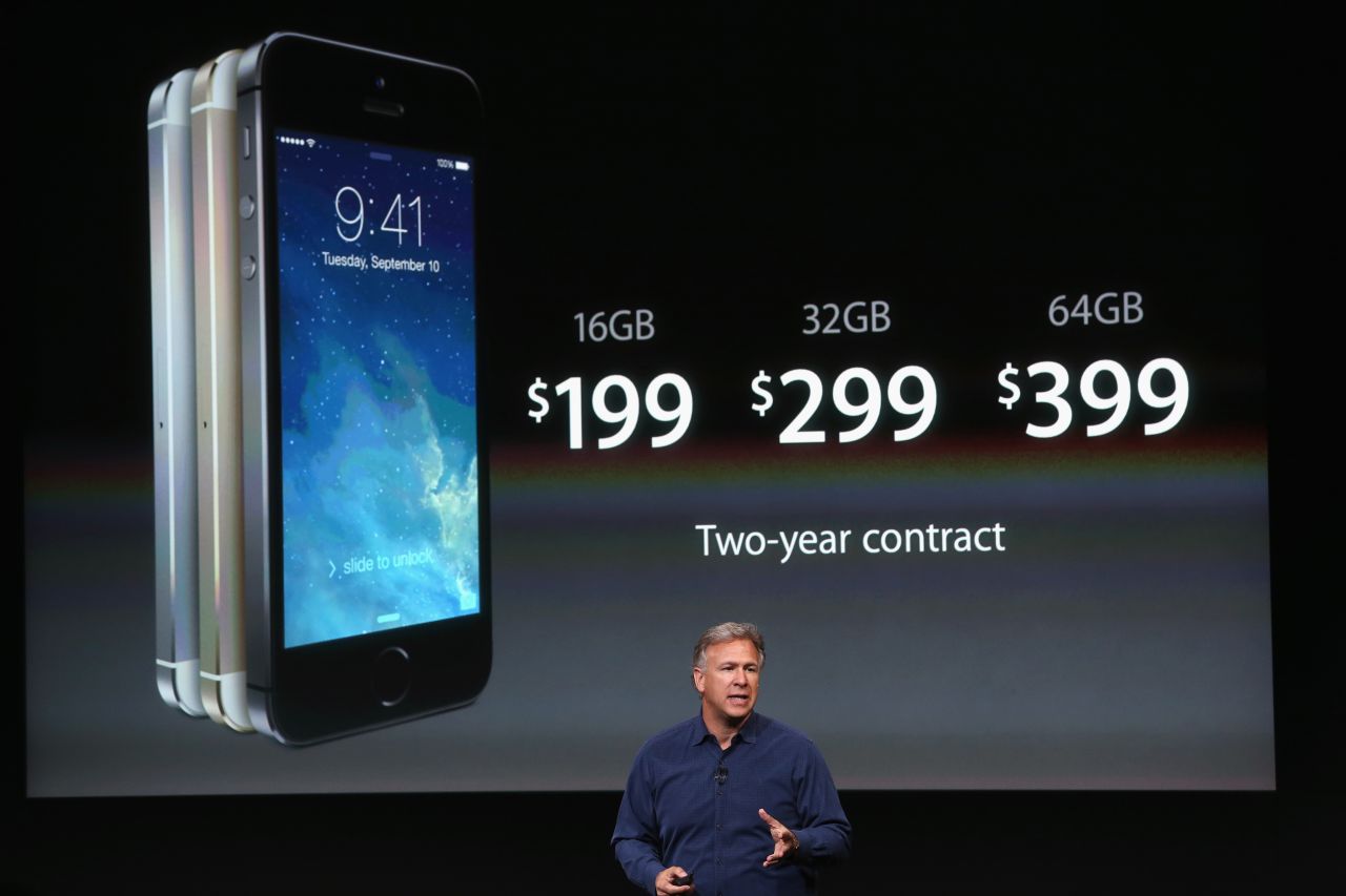 Schiller unveiled the <strong>iPhone 5S</strong> on September 10, 2013, at the Apple campus in Cupertino. For the first time Apple launched two new iPhone models, the 5S and the cheaper 5C, both running iOS 7. The 5S featured a fingerprint sensor, an upgraded camera and an A7 processing chip.  