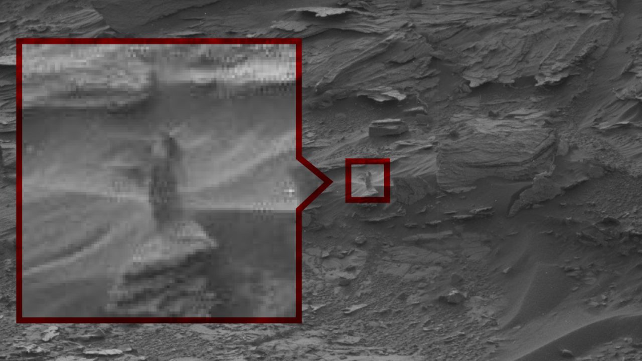 The Strange Lady: This ghost-like "woman" seems to peering down at Curiosity from a cliff. NASA says it's probably just an oddly shaped drift of sand.