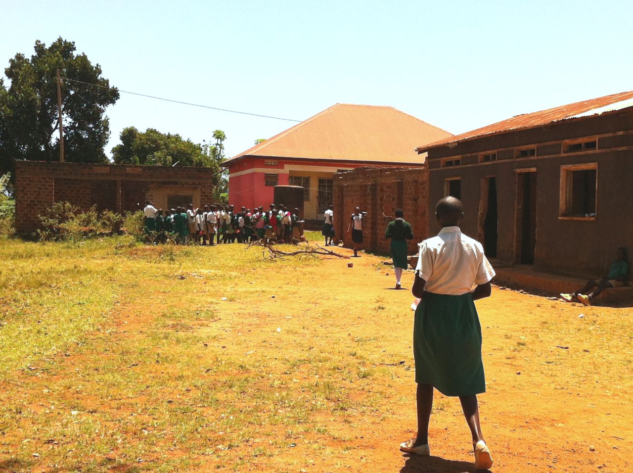The main control strategy to date has been mass delivery of drugs to everyone in high risk communities, particularly school children who are most likely to become infected and suffer the greatest morbidity. Pictured, a school in near the shores of Busaabala, Uganda.