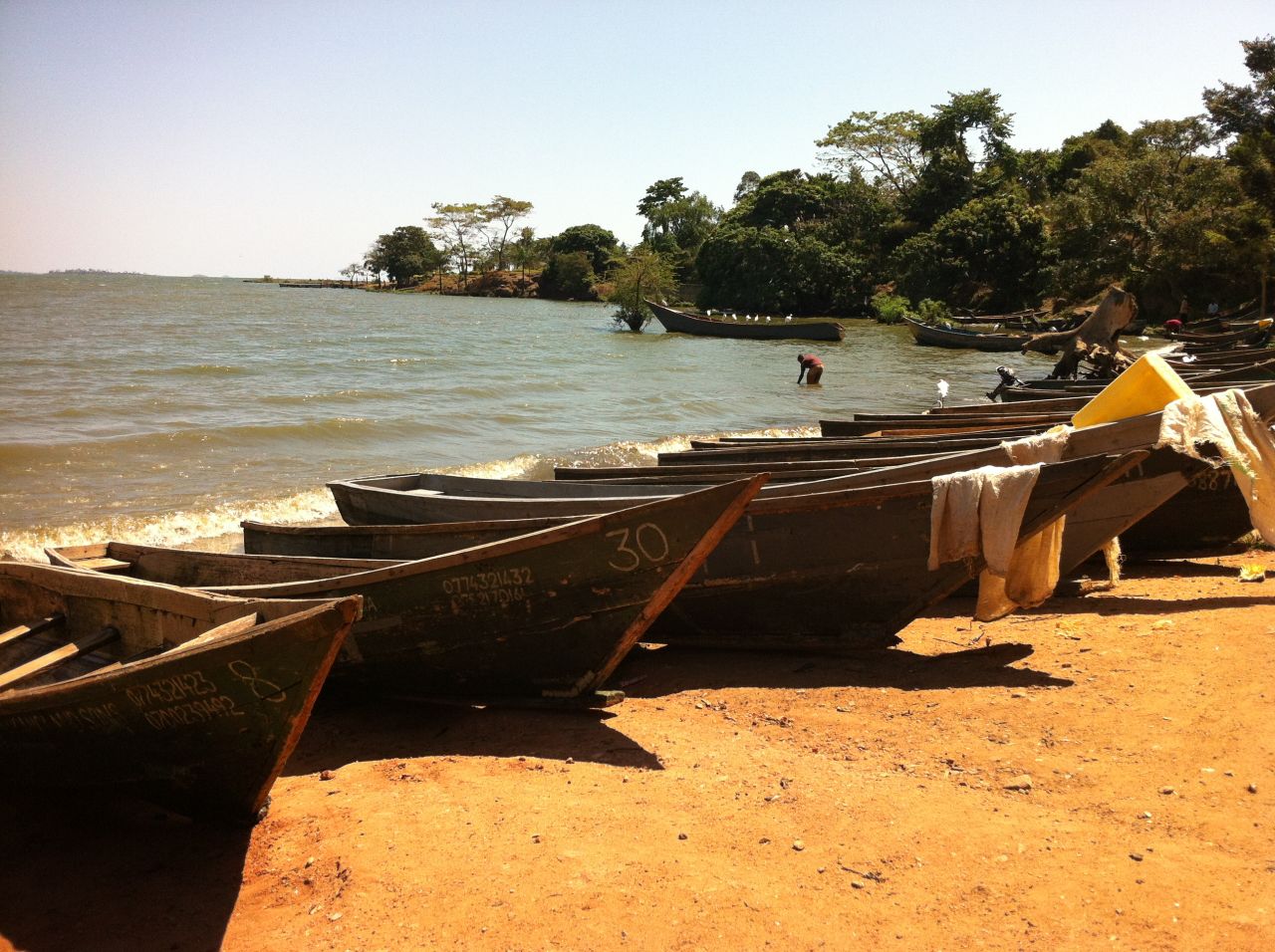 Fishing and island communities remain hotspots for the disease today, as locals rely on the lake -- and its water -- for their livelihoods. Pictured, the shores of the Busaabala fisihing community, Uganda.