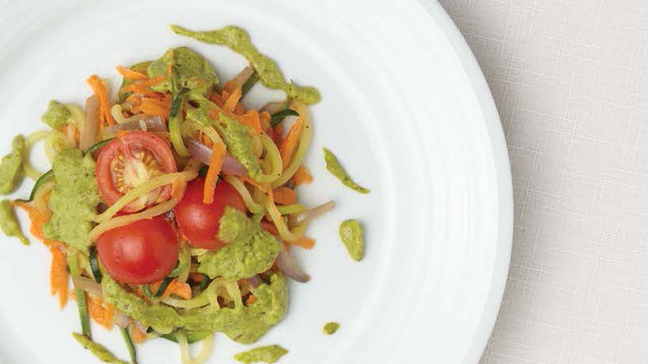 <a href="http://www.cnn.com/2015/09/03/health/oodles-of-zoodles-with-avocado-pistachio-pesto/index.html"><strong>CLICK HERE FOR PRINTABLE RECIPE</strong></a><br /><br />Winning recipe from 2015 Healthy Lunchtime Challenge: Oodles of zoodles with avocado pistachio pesto, submitted by 10-year-old Nia Thomas of Arizona