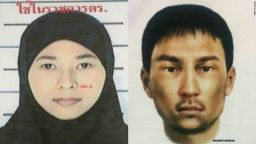 Police handout showing Wanna Suansan and a sketch of the unidentified male.