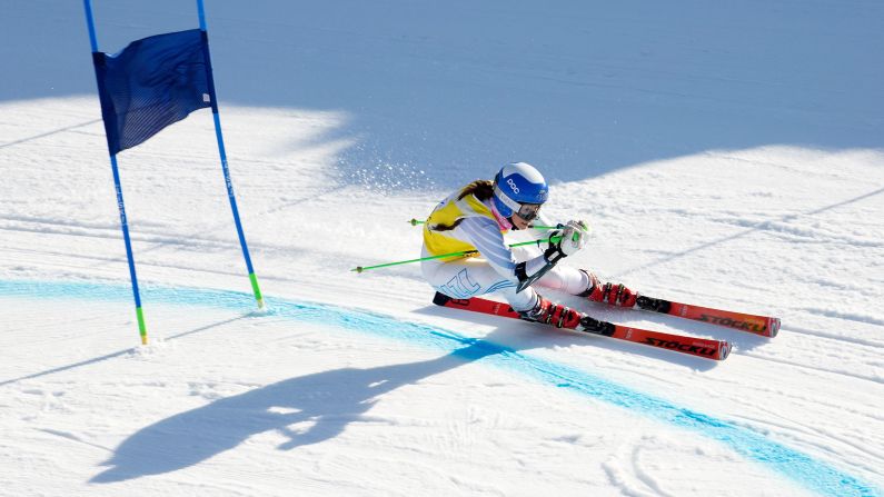 Skier Piera Hudson competes in the giant slalom during the New Zealand Winter Games on Sunday, August 30.