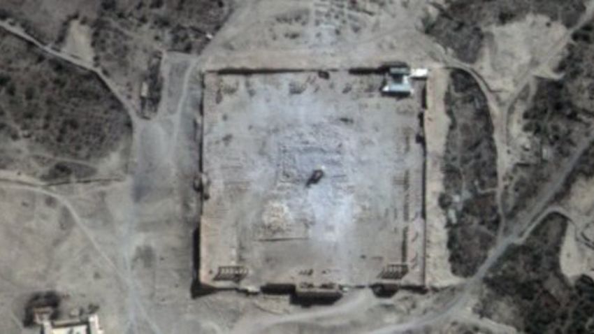 A satellite image confirms the destruction of the main building of the Temple of Bel, as well as a row of columns in its immediate vicinity.