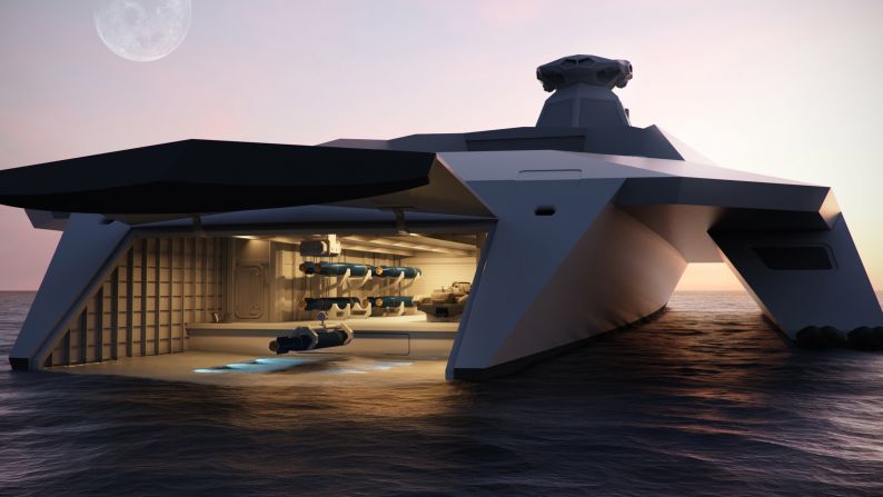 Britain's concept warship of the future, dubbed "Dreadnought 2050," has a "moon pool" at its stern to launch amphibious troops.