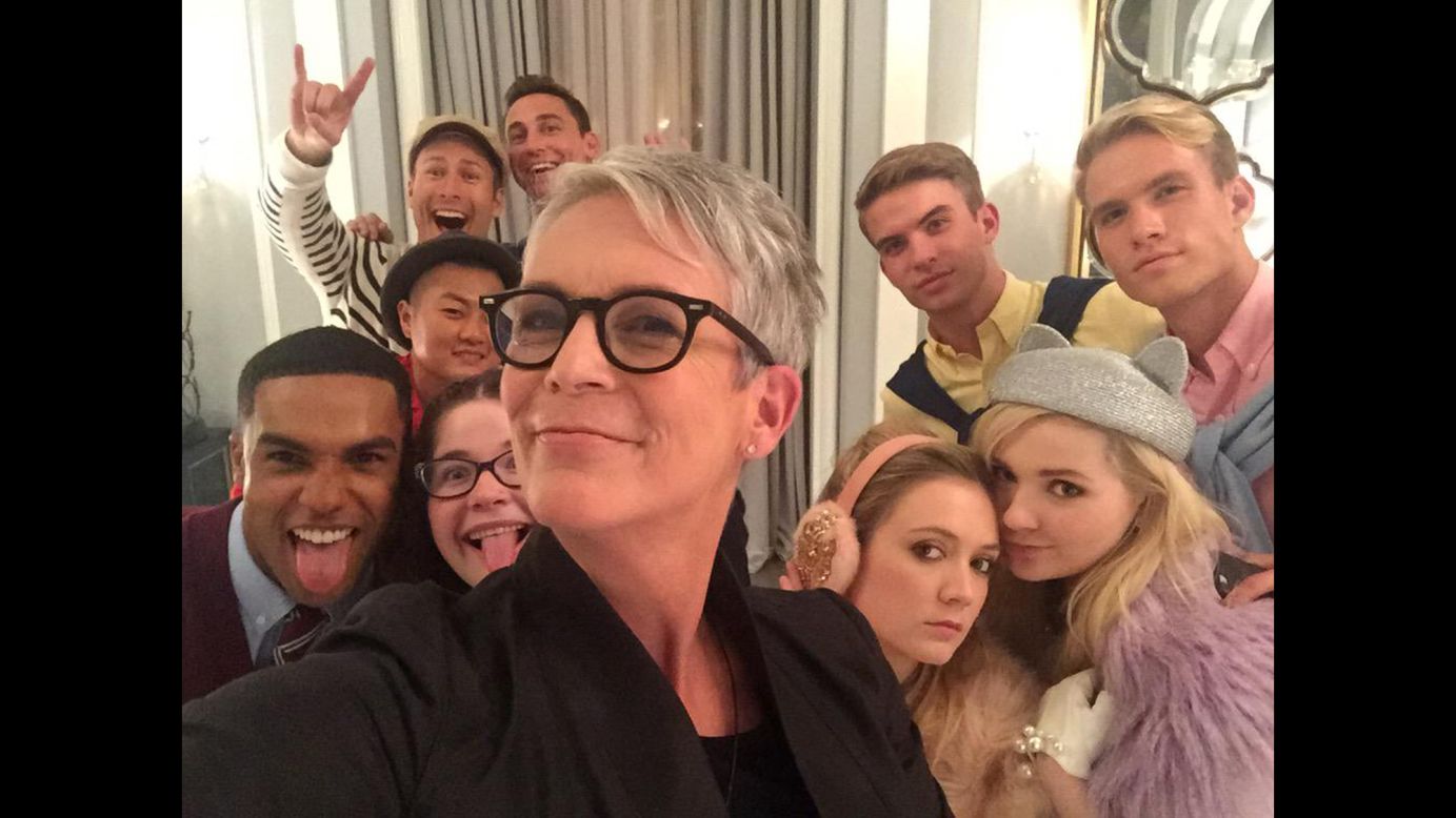 Actress Jamie Lee Curtis takes a selfie with fellow cast members of the upcoming television show "Scream Queens" on Thursday, August 27. "Despite the blood and mayhem we couldn't be having a better time," <a href="https://instagram.com/p/65zrJOn84T/" target="_blank" target="_blank">she said on Instagram.</a>