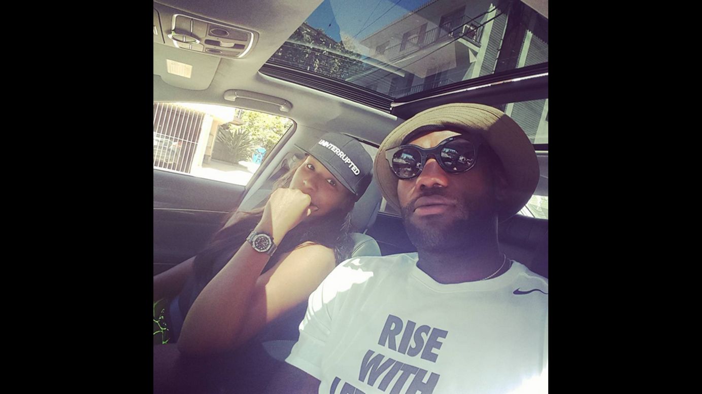 Basketball star LeBron James snapped a photo with his wife, Savannah, while in Los Angeles on Monday, August 31. "West coasting wit my hitta! #LALove," <a href="https://instagram.com/p/7D6ueICTHY/" target="_blank" target="_blank">James said on Instagram.</a>