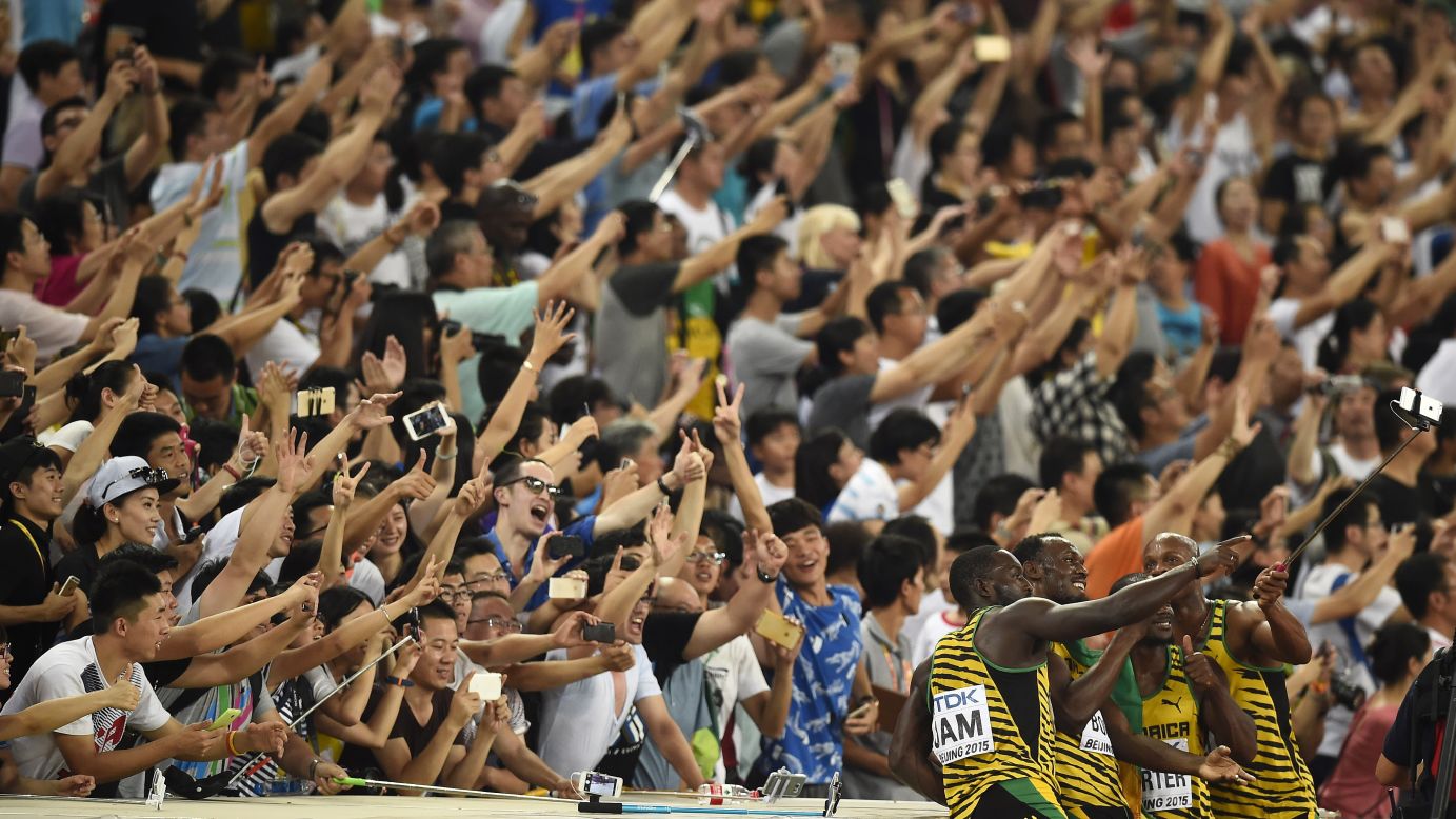 Jamaican sprinters take a selfie with fans after winning the 4x100-meter relay at the World Championships in Beijing on Saturday, August 29. <a href="http://www.cnn.com/2015/08/26/living/gallery/selfies-look-at-me-0826/index.html" target="_blank">See 23 selfies from last week</a>