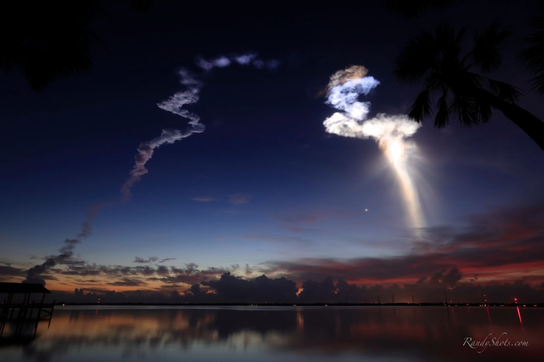 iReporter Randy Lathrop's photo shows the light show from an Atlas V Rocket launch at Cape Canaveral Air Force Station in Florida on September 2, 2015. 
