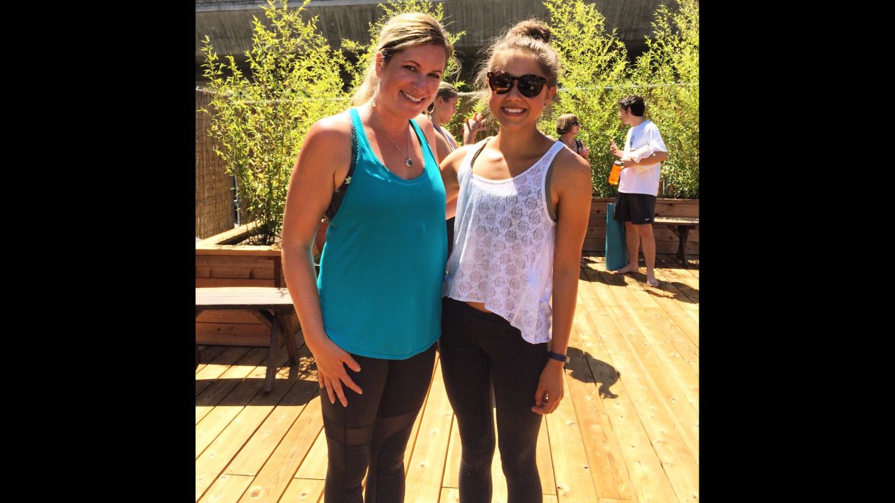 Degener credits Jenni Wendell (left),owner of Just Be Yoga, in Walnut Creek, California, with helping to redirect her life. 