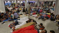 Lower ground of Keleti Station filled with hundreds of refugees overnighting on September 2, 2015.