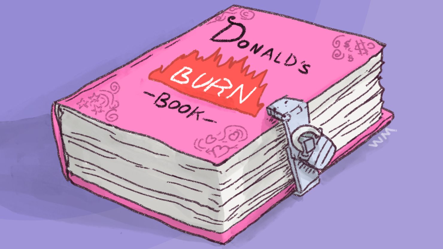 Donald Trump's "burn book" Will Mullery graphic