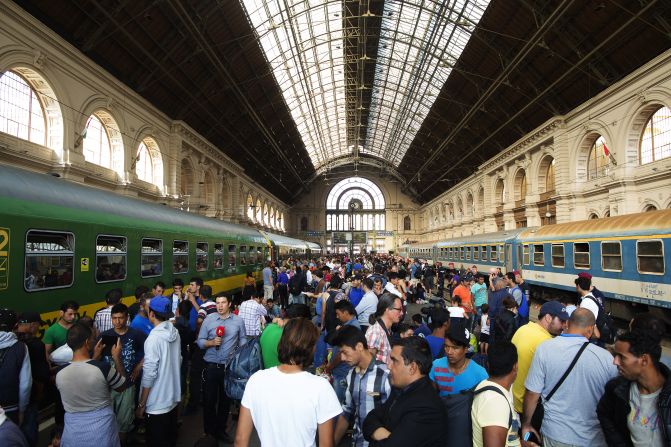 A general view of the Keleti station in Budapest, Hungary on Thursday, September 3. The station has been reopened to migrants after it was closed for three days, forcing many to sleep outside the station. But there was bad news for those on board -- <a href="index.php?page=&url=http%3A%2F%2Fedition.cnn.com%2F2015%2F09%2F03%2Feurope%2Feurope-migrant-crisis%2Findex.html">only domestic trains were leaving the station,</a> a Hungarian government spokesman told CNN.