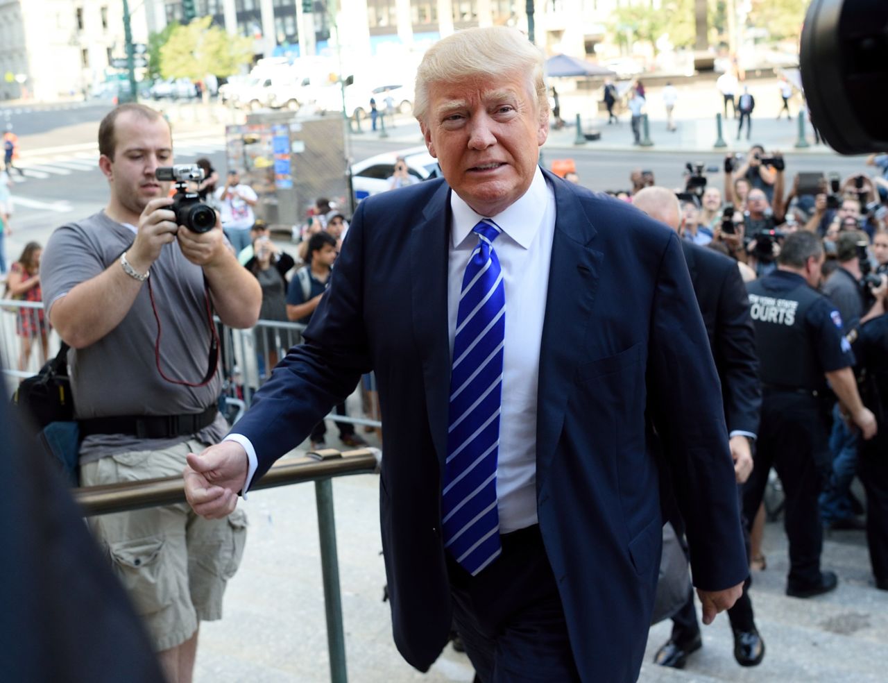 Trump arrives for jury duty in New York on August 17.