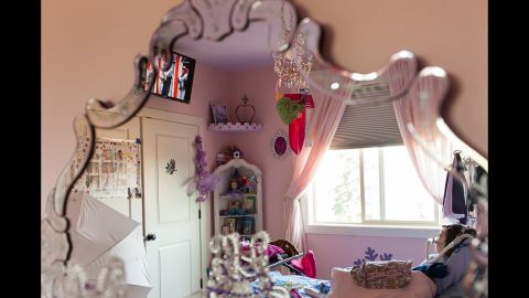 Julianna spends nearly all her time in her "princess" room. Sometimes she pretends her bed is a magic carpet.
