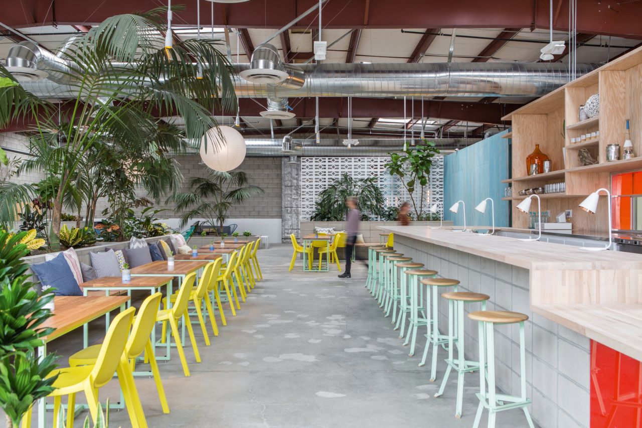 This vegan <a href="http://thespringsla.com/" target="_blank" target="_blank">oasis</a> in Los Angeles arts district offers a multipurpose space sprawling across more than 13,000 square feet within a standard-issue 1980s cinder block warehouse. <br />Designed by architects Catherine Johnson and Rebecca Rudolph of, ahem, Design Bitches, the health super center offers holistic treatments, yoga and a vegan menu.<br /><br />Design by Design Bitches, Photo by Laure Joliet from Let's Go Out Again, Copyright Gestalten 2015