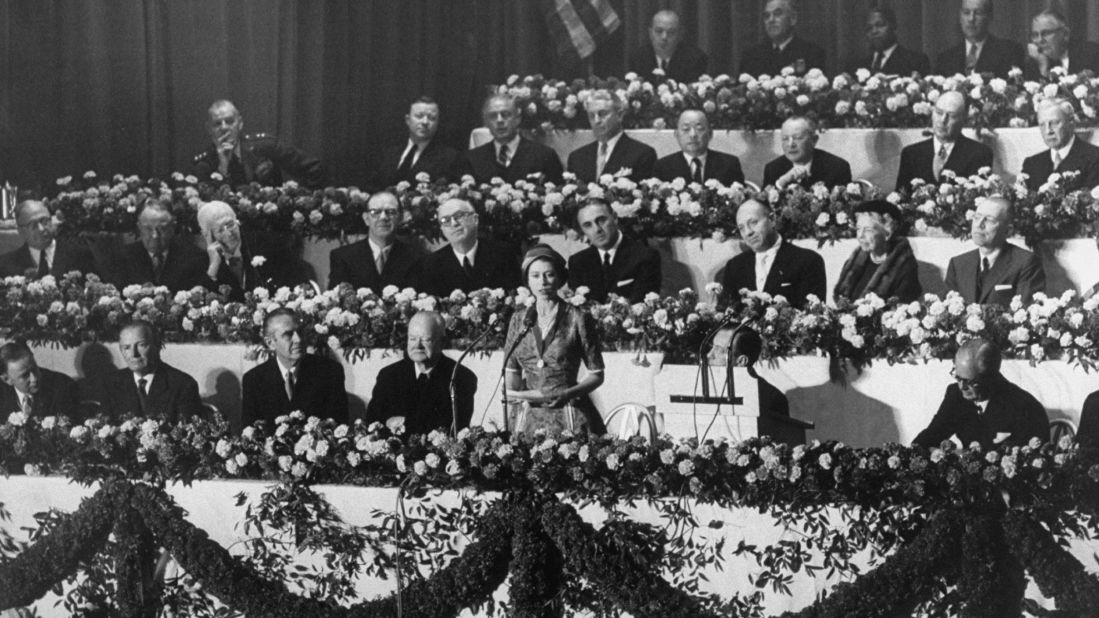 <strong>Herbert Hoover:</strong> Hoover finished his tenure as President long before Elizabeth ascended to the throne. However, the opportunity for a meeting between the two arose in 1957 during the Queen's royal tour of the United States. Hoover is seated here to the Queen's right.