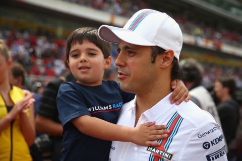 "Take your child to work day" is a regular occurrence for Formula One driver Felipe Massa and his son Felipinho, who has been joining his dad on the road for the last six years. Mini Massa plays football at the track and sometimes gives TV interviews.
