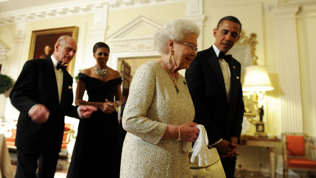 <strong>Barack Obama:</strong> "There's one last thing that I should mention that I love about Great Britain, and that is the Queen," Obama said at the end of his joint press conference with British Prime Minister Gordon Brown during a visit to the UK in 2009. "And so I'm very much looking forward to meeting her for the first time later this evening. ... I think in the imagination of people throughout America, I think what the Queen stands for and her decency and her civility, what she represents, that's very important." Later, during a reception for G-20 leaders, Michelle Obama was seen to take the unusual step of putting her hand briefly on the back of the Queen. This was against protocol, but the monarch seemed to have reached out her hand first and didn't appear bothered by the first lady's gesture.