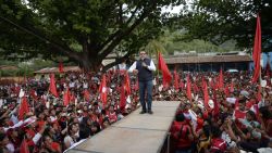 Guatemalan presidential candidate for the Renewed Democratic Liberty party (LIDER), Manuel Baldizon (C), speaks to supporters during a campaign rally, at Sacapulas municipality, Quiche department, 212 km northwest of Guatemala City on August 25, 2015. General elections will take place next September 6 in Guatemala